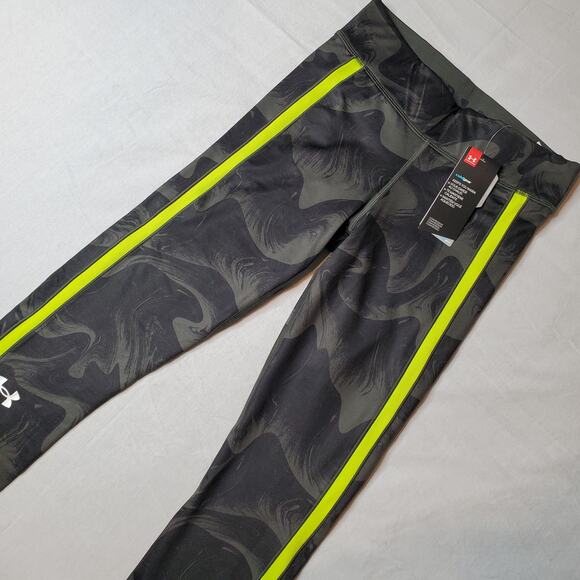 Under Armour Womens Size S NWT ColdGear Compression Leggings Black/Green 1357353 - Picture 1 of 10